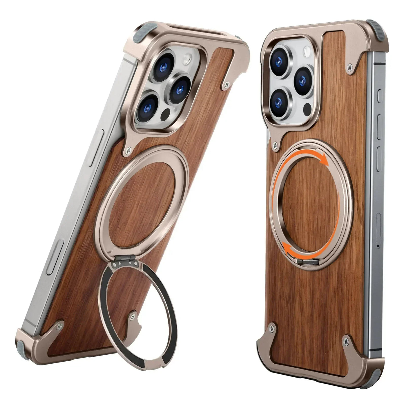 Oatsbasf Wooden MagSafe Case – 360° Kickstand, Protective (For iPhone 14/15/16 Pro & Pro Max)