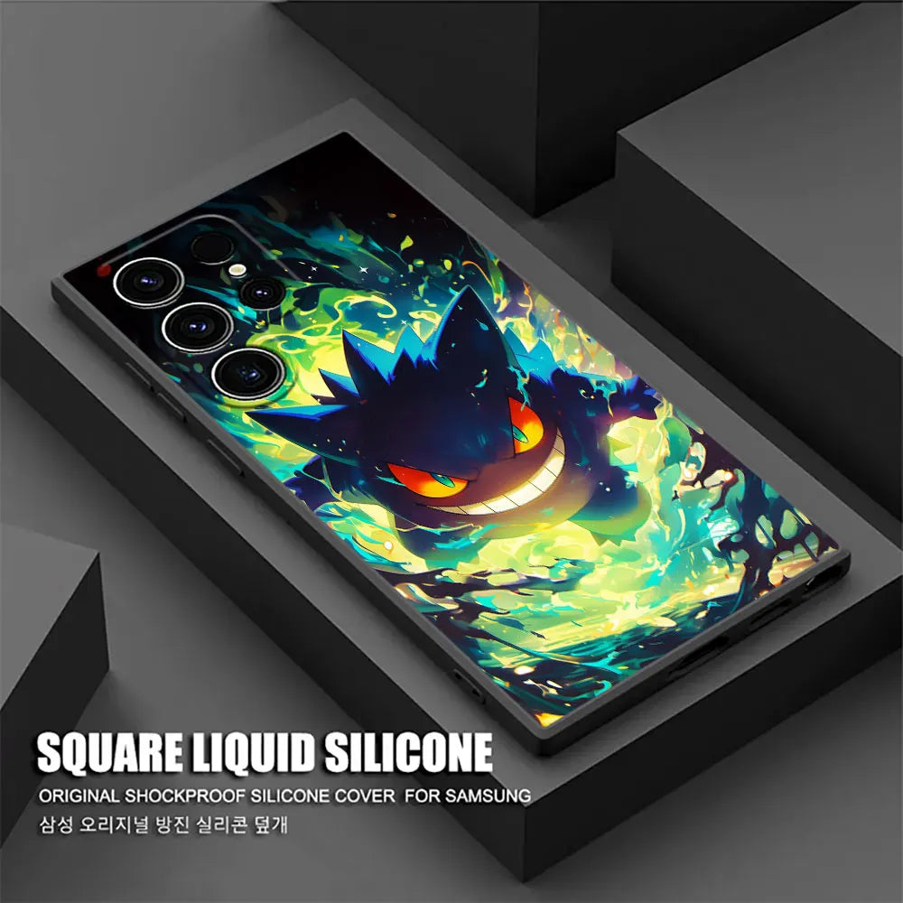 Gengar Pokemons Anime Soft S25 Case For Samsung Galaxy S24 S23 S20 S21 FE S22 S25 Ultra 5G S10 Plus Note 10 20 Black Phone Cover
