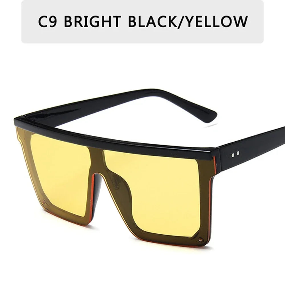 Luxury Square Sunglasses 2025 - Vintage Oversized Frames w/ Mirror Lenses (Red/Purple) UV400