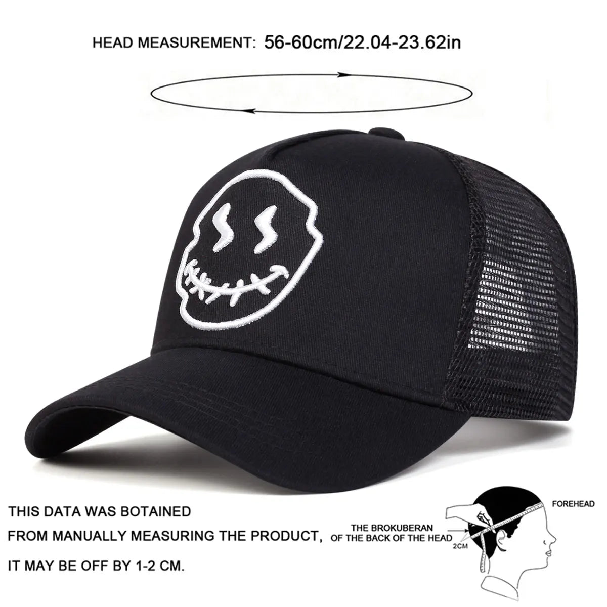 Unisex Smiling Face Embroidery Baseball Net Caps 🌞