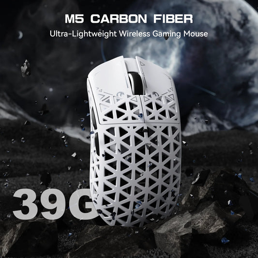 MAMBASNAKE M5 Ultra Wireless Gaming Mouse – 39g Carbon Fiber, 42K DPI PAW3950 Sensor, 8KHz Polling, Tri-Mode with Griptape