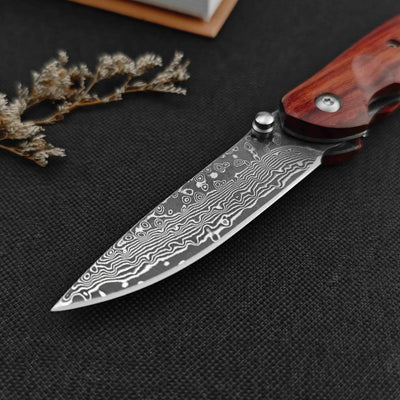 Firewing Damascus Steel Folding Knife