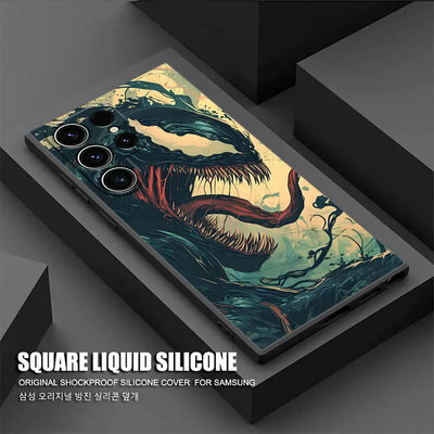 Venom 🕷️ Silicone Case – Luxury Soft Cover with Camera Protection for Samsung Galaxy S25/S24/S23/S22/S21/S20/S10 Ultra & Plus