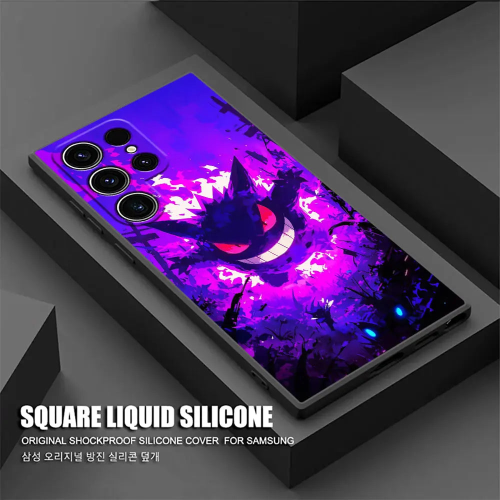 Gengar Pokemons Anime Soft S25 Case For Samsung Galaxy S24 S23 S20 S21 FE S22 S25 Ultra 5G S10 Plus Note 10 20 Black Phone Cover