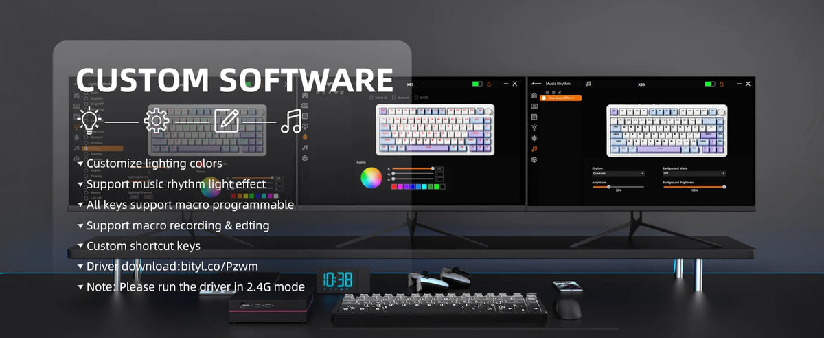 ATTACK SHARK X85 Wireless Mechanical Gaming Keyboard – TKL 82 Keys, Gasket Structure, RGB Hot-Swappable, Knob, Customizable