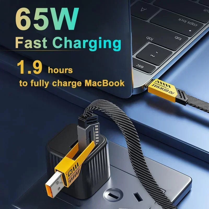 4-in-1 PD 65W Multi USB Cable Keychain – Fast Charging for iPhone 15/14 Max, MacBook, Samsung & Type-C Devices