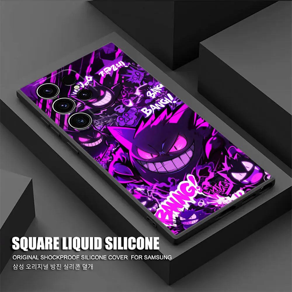 Gengar Pokemons Anime Soft S25 Case For Samsung Galaxy S24 S23 S20 S21 FE S22 S25 Ultra 5G S10 Plus Note 10 20 Black Phone Cover