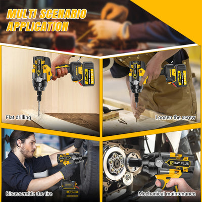 DayPlus 3in1 1500Nm Brushless Impact Wrench 1/2" + 6.0Ah Battery