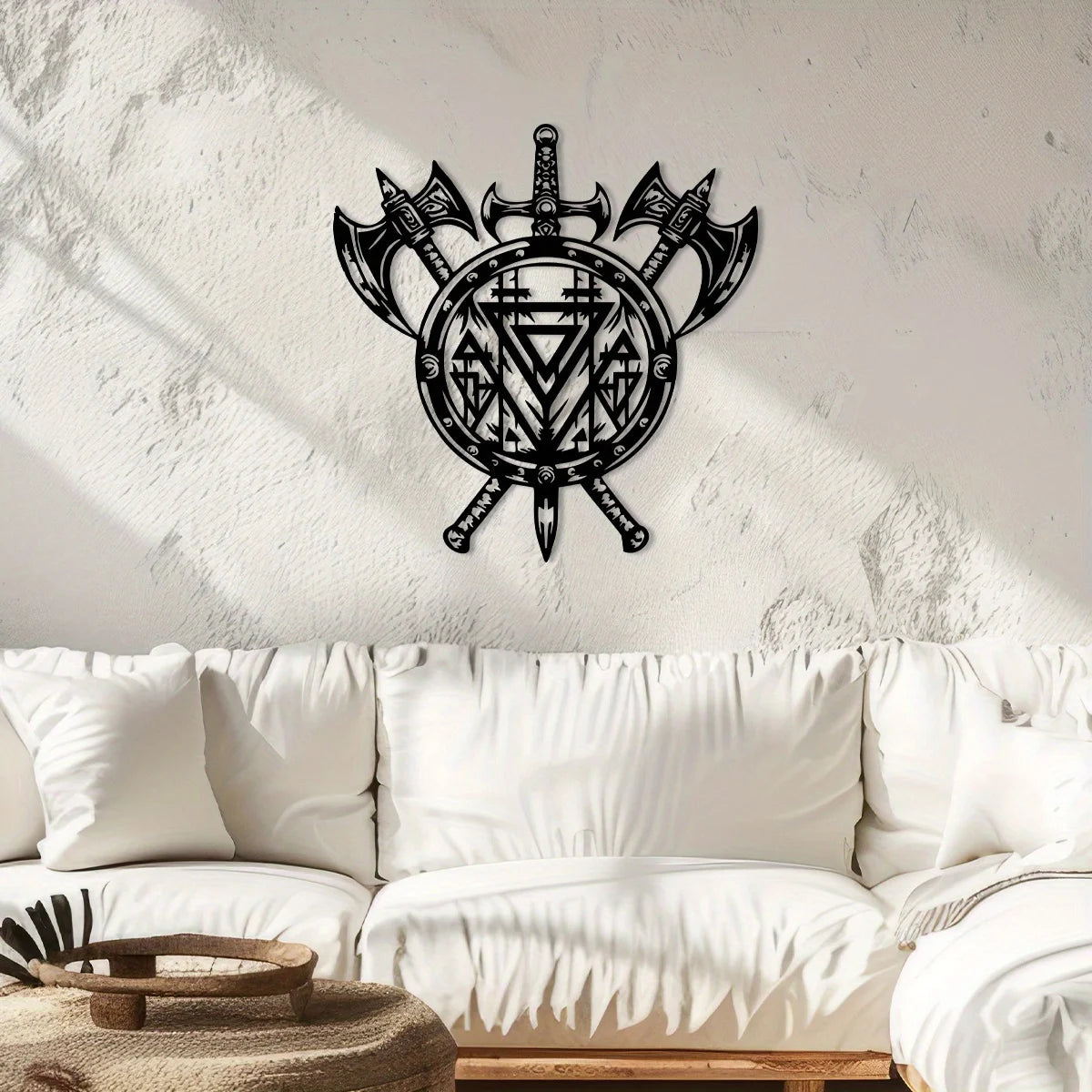 Viking Metal Wall Decor – Vegvisir Axe & Shield