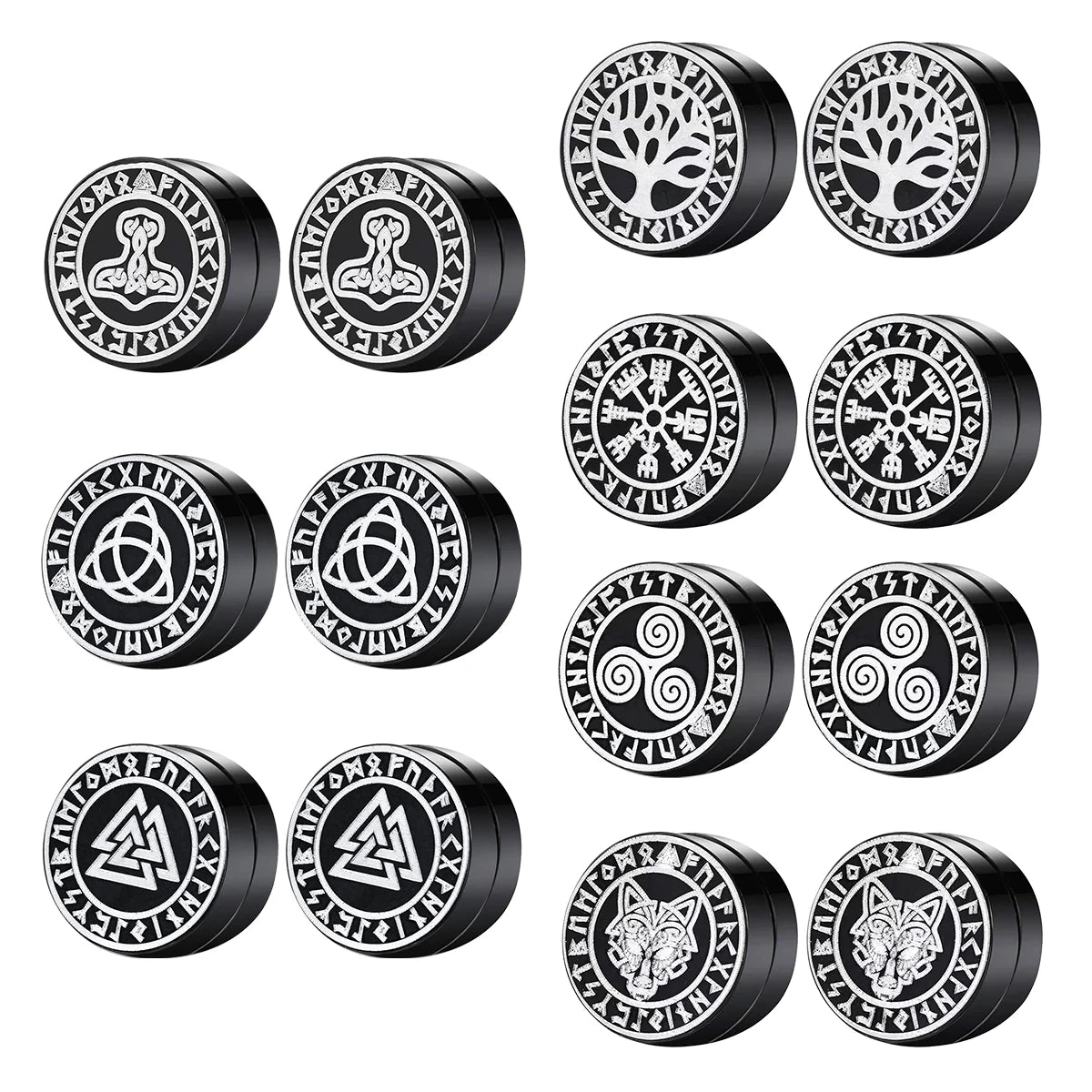 VIKING MAGNETIC EARRINGS ⚔️ No-Pierce Stainless Steel - Gothic Punk Jewelry for Men