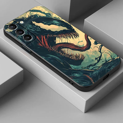 Venom 🕷️ Silicone Case – Luxury Soft Cover with Camera Protection for Samsung Galaxy S25/S24/S23/S22/S21/S20/S10 Ultra & Plus