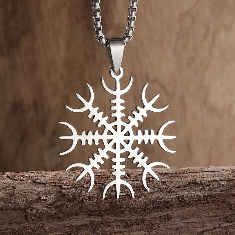 Norse Mythology Viking Rune Snowflake Pendant Necklace