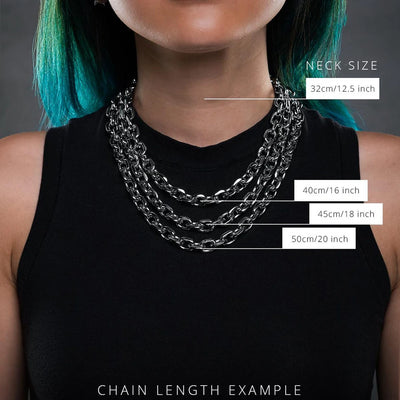 8mm Chunky Bevelled Cable Link Necklace – Stainless Steel Grunge Punk Gothic Gift for Him