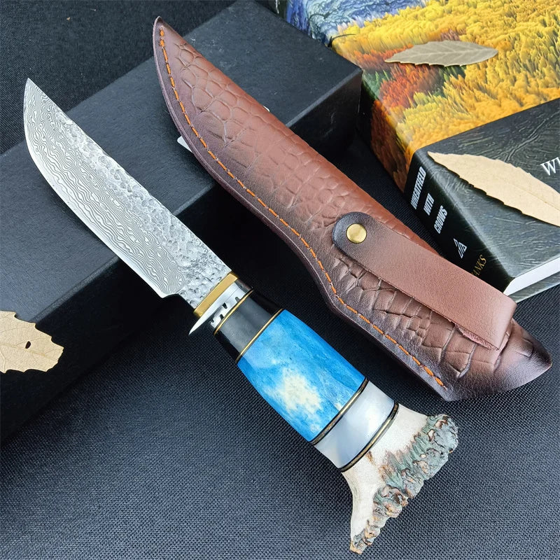 Croissant Damascus Straight Knife