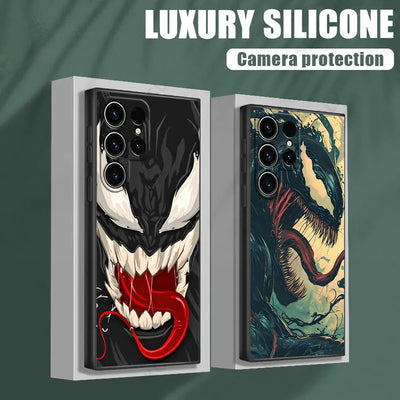 Venom 🕷️ Silicone Case – Luxury Soft Cover with Camera Protection for Samsung Galaxy S25/S24/S23/S22/S21/S20/S10 Ultra & Plus