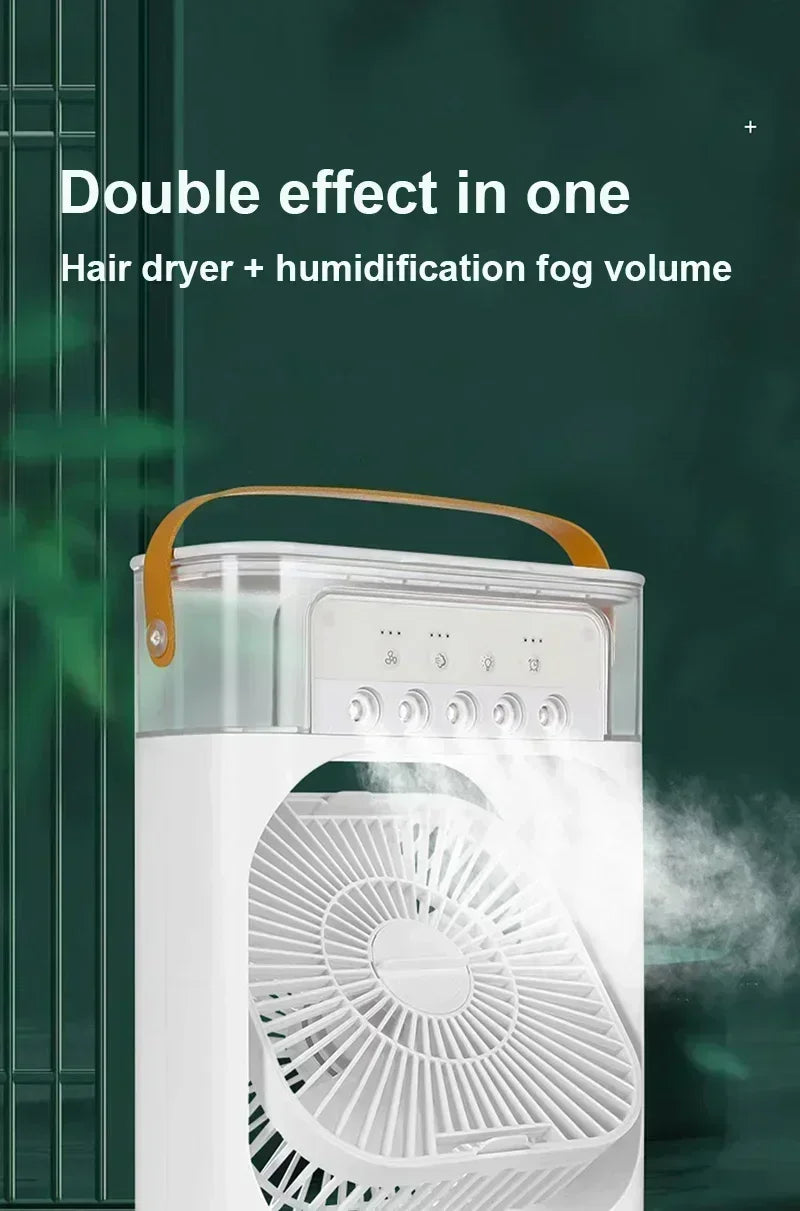 3-in-1 Portable Air Cooler ❄️ USB Fan + Humidifier + LED Light – For Home/Office/Camping