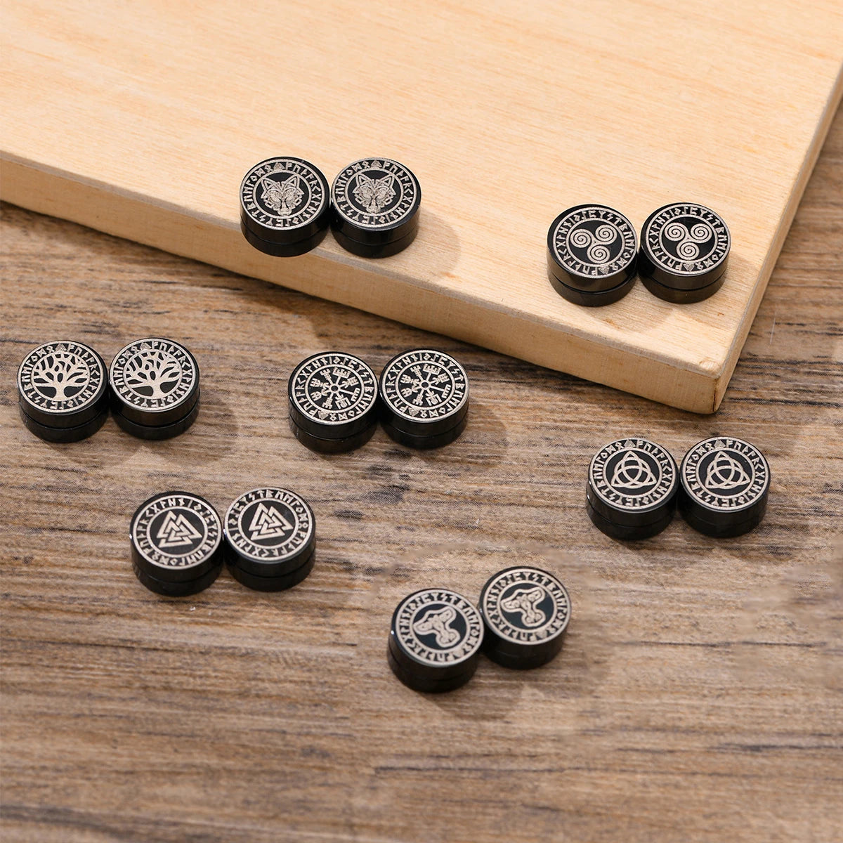 VIKING MAGNETIC EARRINGS ⚔️ No-Pierce Stainless Steel - Gothic Punk Jewelry for Men