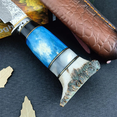 Croissant Damascus Straight Knife