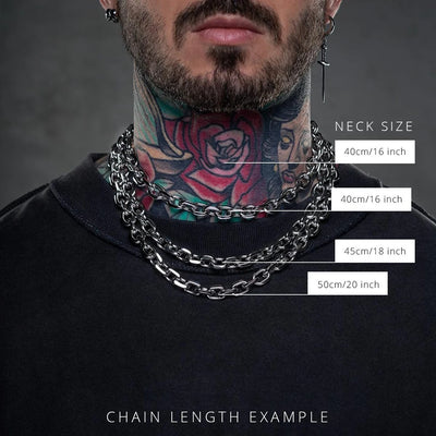8mm Chunky Bevelled Cable Link Necklace – Stainless Steel Grunge Punk Gothic Gift for Him