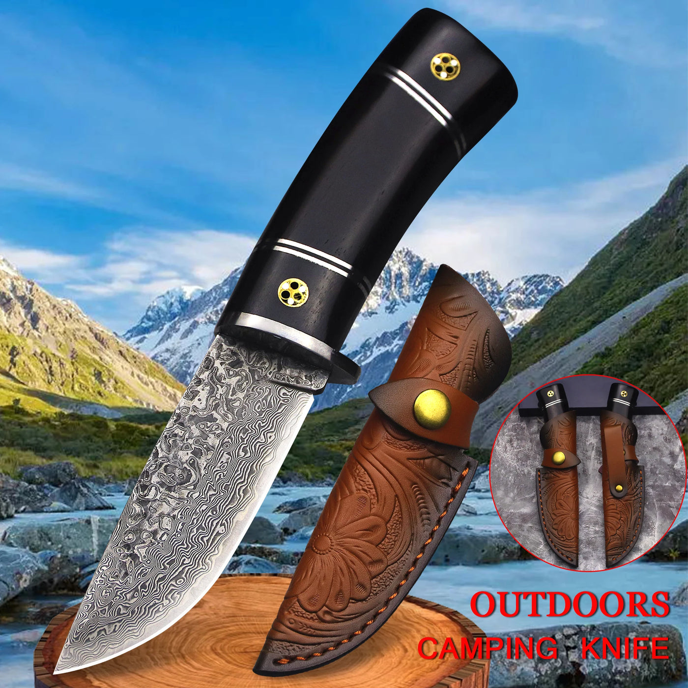 Viking Legacy Damascus Hunting Knife – Precision, Strength, and Elegance