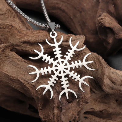 Norse Mythology Viking Rune Snowflake Pendant Necklace