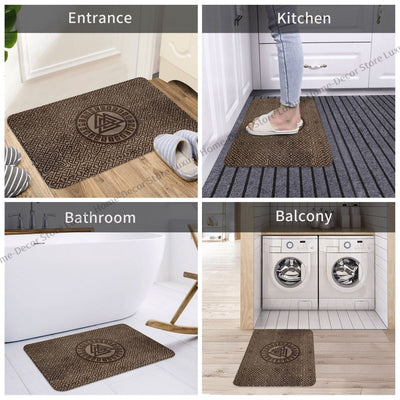 Viking Valknut Rune Doormat – Anti-Slip Celtic Wood Bath Mat