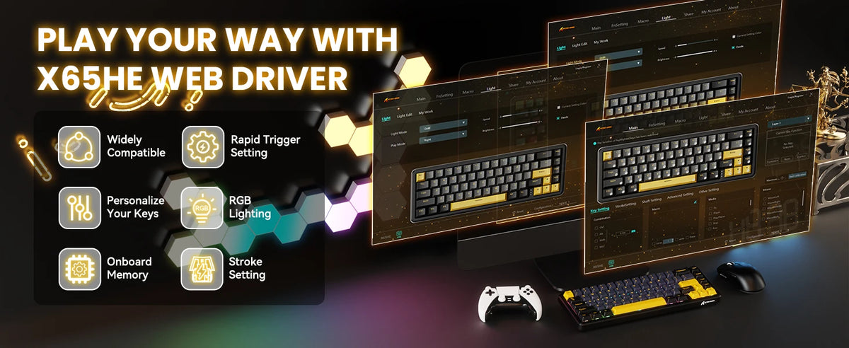 ATTACK SHARK X65 HE Wired 65% Mechanical Gaming Keyboard – Magnetic Hall Effect Switch, Hot-Swap, RGB Backlit