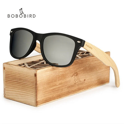 Polarized Wood & Mirrored - Unisex Retro Shades for Women & Men