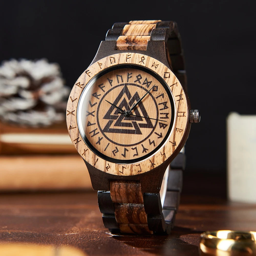 VIKING Men's Casual Wooden Watch