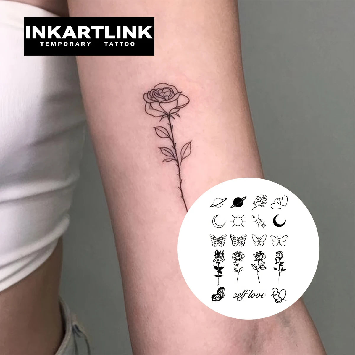 Simple Line Pattern Temporary Tattoo ✨🖤