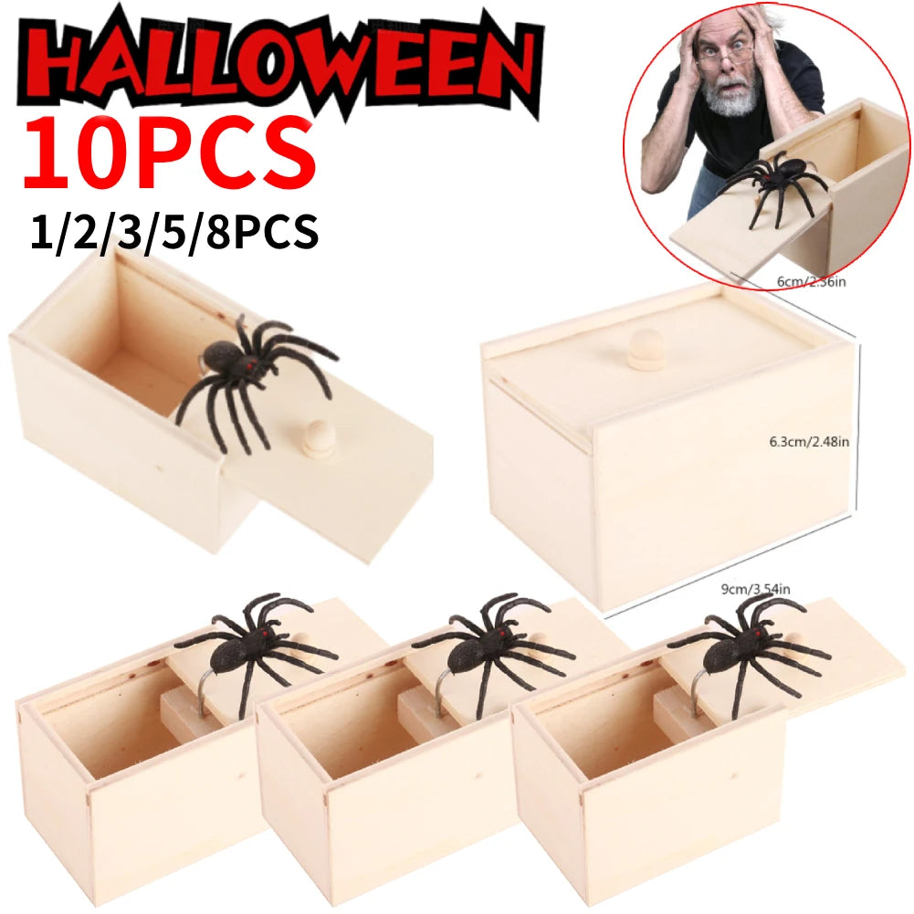 Trick Spider Wooden Scare Box – 1-10 PCS | Funny Hidden Prank Toy 🕷️🎁