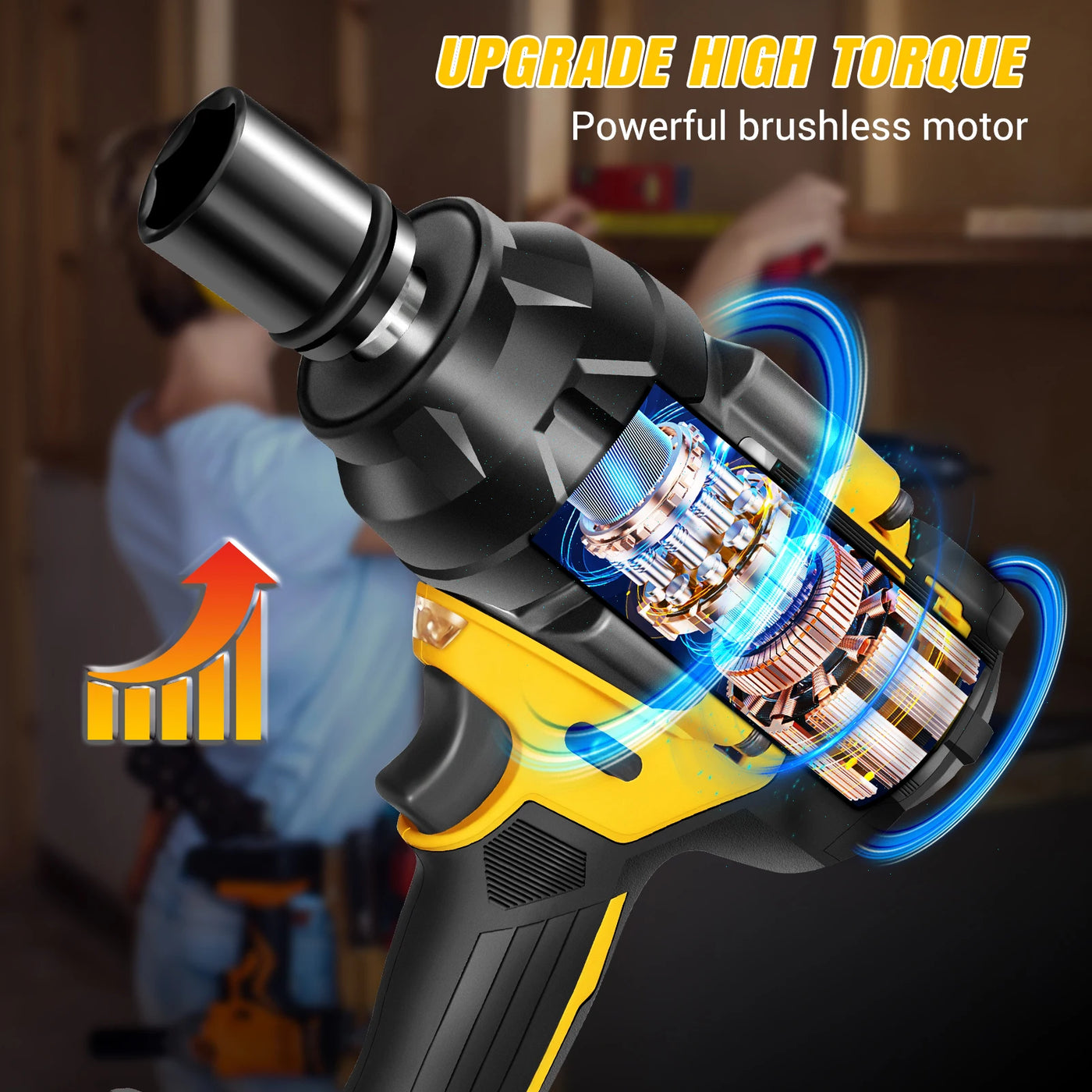 DayPlus 3in1 1500Nm Brushless Impact Wrench 1/2" + 6.0Ah Battery