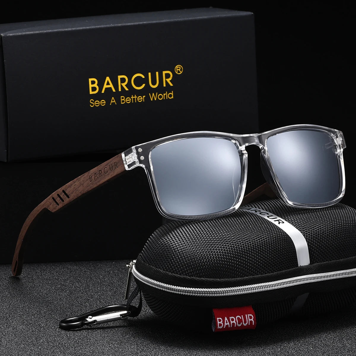 BARCUR Retro Wood Polarized Sunglasses – Unisex UV400 TAC Lens with Gift Box