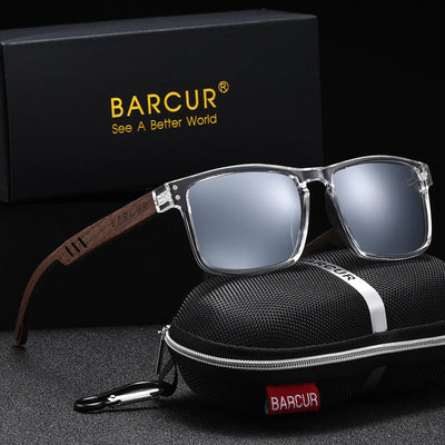 BARCUR Retro Wood Polarized Sunglasses – Unisex UV400 TAC Lens with Gift Box