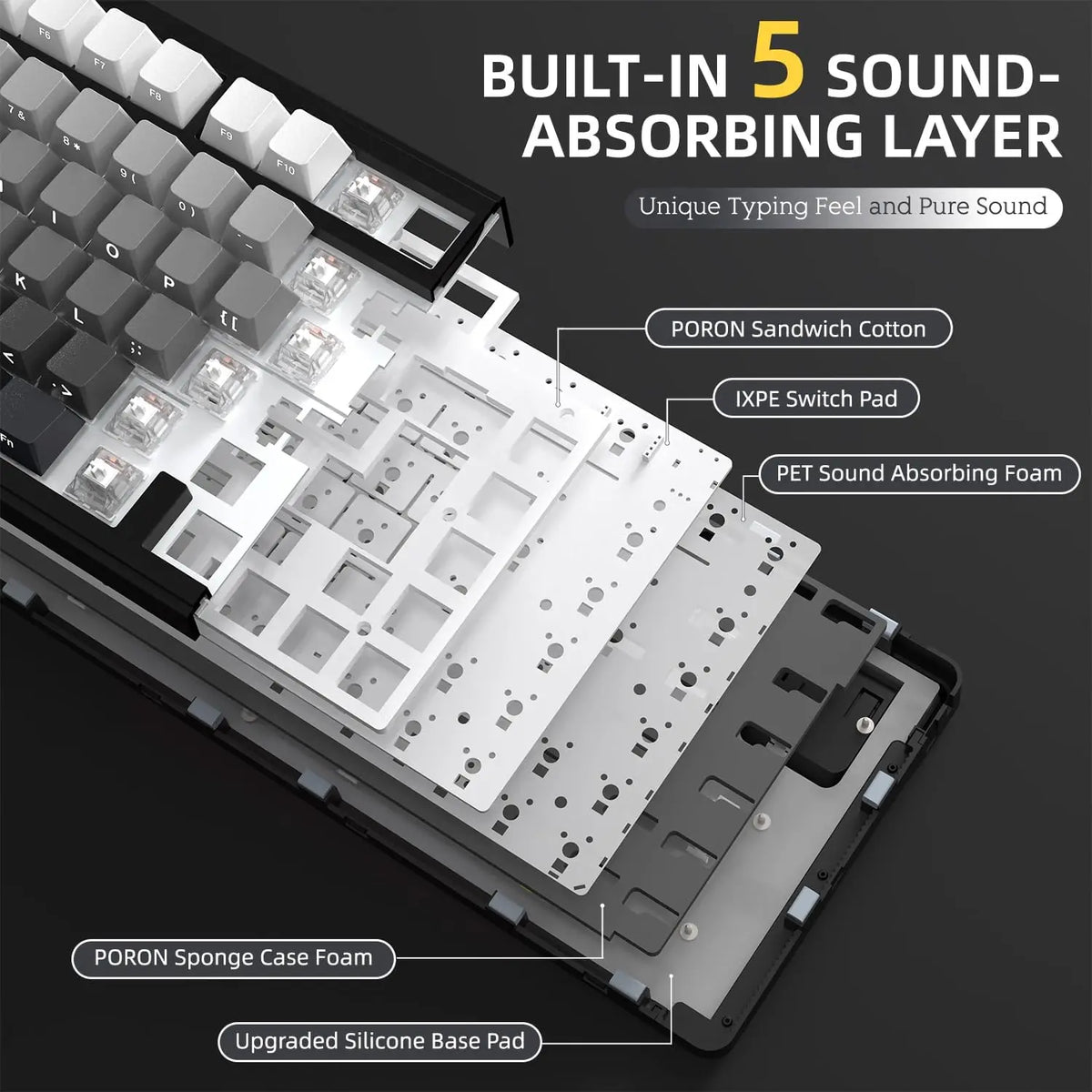 ATTACK SHARK X85 Wireless Mechanical Gaming Keyboard – TKL 82 Keys, Gasket Structure, RGB Hot-Swappable, Knob, Customizable