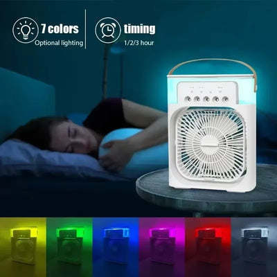 3-in-1 Portable Air Cooler ❄️ USB Fan + Humidifier + LED Light – For Home/Office/Camping