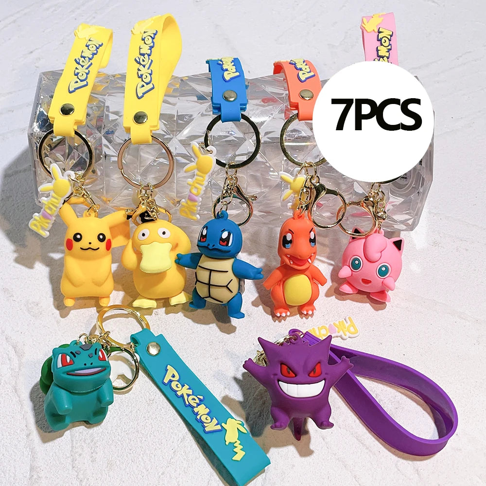 Pokémon Keychain 2025 – Pikachu, Psyduck, Gengar & More Cartoon Figures 🎒✨