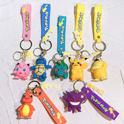 Pokémon Keychain 2025 – Pikachu, Psyduck, Gengar & More Cartoon Figures 🎒✨