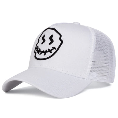 Unisex Smiling Face Embroidery Baseball Net Caps 🌞