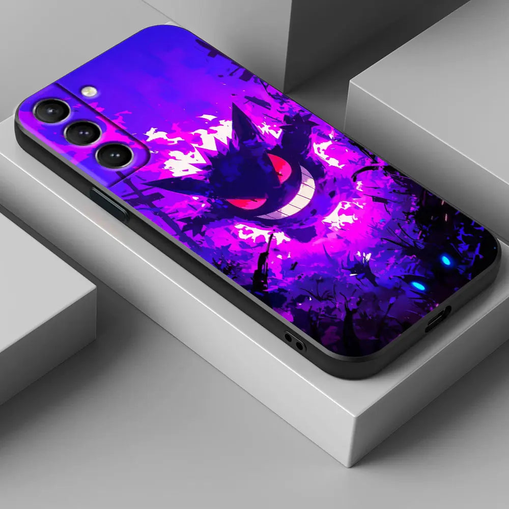 Gengar Pokemons Anime Soft S25 Case For Samsung Galaxy S24 S23 S20 S21 FE S22 S25 Ultra 5G S10 Plus Note 10 20 Black Phone Cover