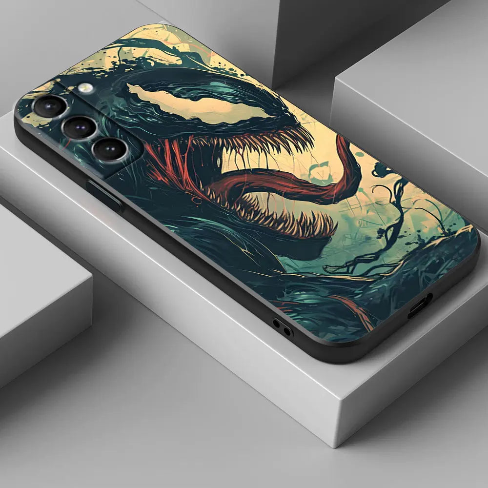 Venom 🕷️ Silicone Case – Luxury Soft Cover with Camera Protection for Samsung Galaxy S25/S24/S23/S22/S21/S20/S10 Ultra & Plus