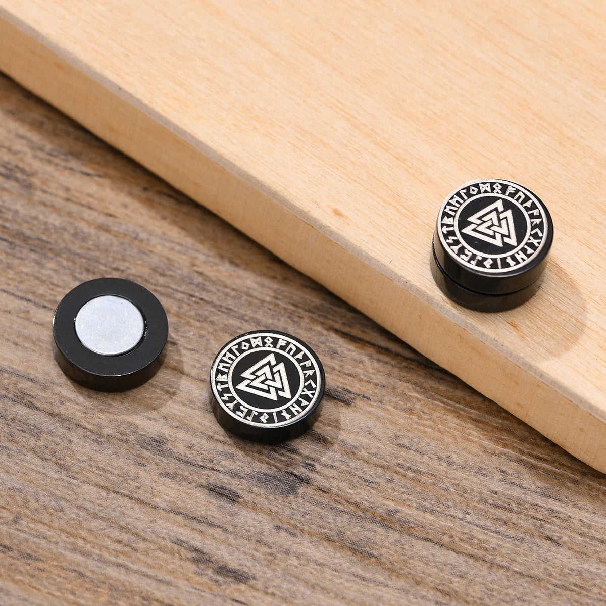 VIKING MAGNETIC EARRINGS ⚔️ No-Pierce Stainless Steel - Gothic Punk Jewelry for Men