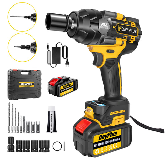 DayPlus 3in1 1500Nm Brushless Impact Wrench 1/2" + 6.0Ah Battery