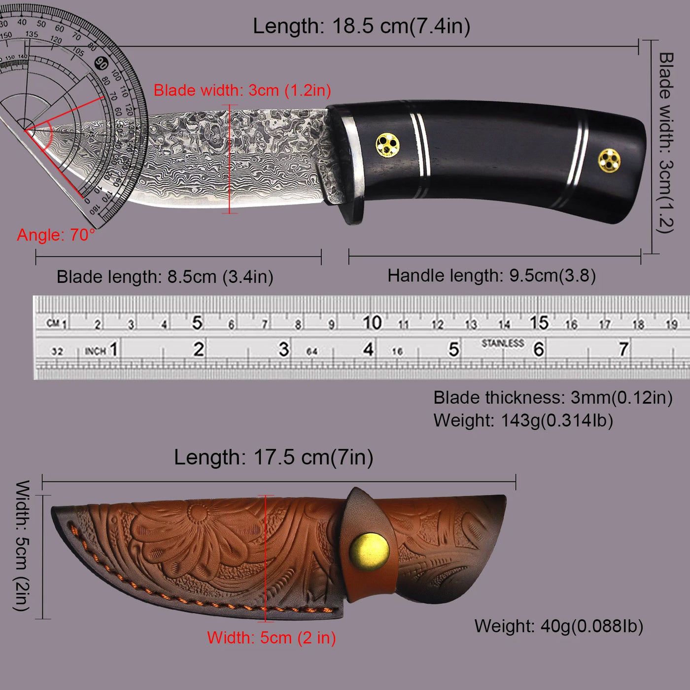 Viking Legacy Damascus Hunting Knife – Precision, Strength, and Elegance