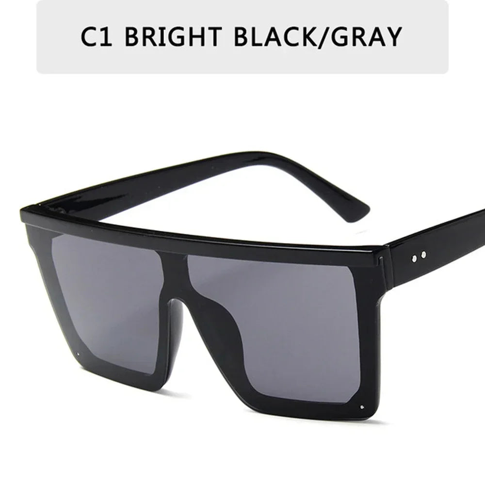 Luxury Square Sunglasses 2025 - Vintage Oversized Frames w/ Mirror Lenses (Red/Purple) UV400