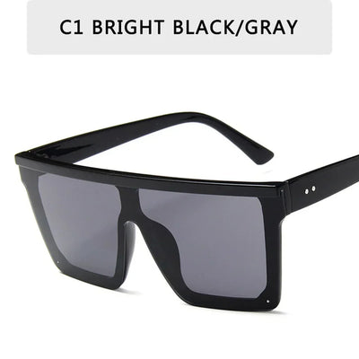 Luxury Square Sunglasses 2025 - Vintage Oversized Frames w/ Mirror Lenses (Red/Purple) UV400