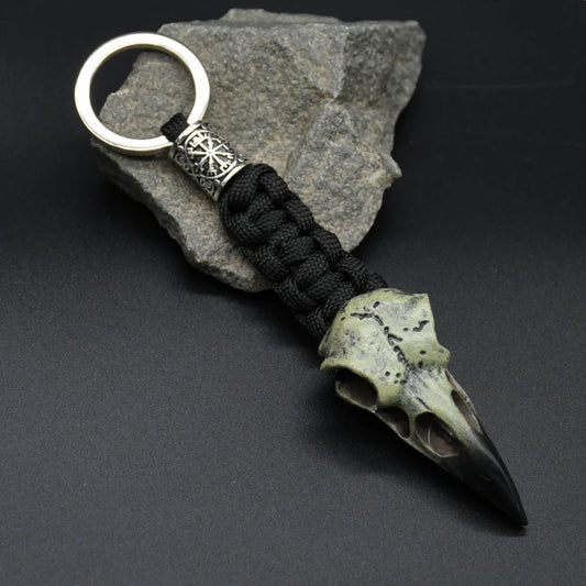 Odin's Crow Skeleton Keychain – Viking Rune Amulet