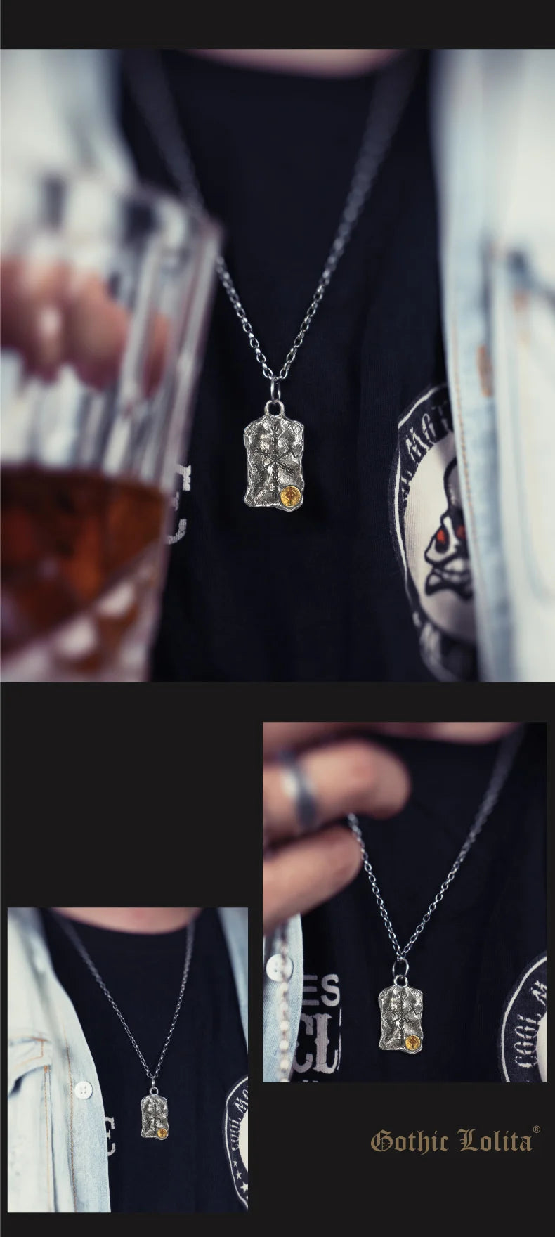 Viking Rune Silver  Nordic Compass Silver Pendant Silver Jewelry Necklace