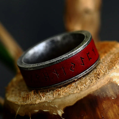 Viking Rune Ring – Stainless Steel & Rosewood, 8mm