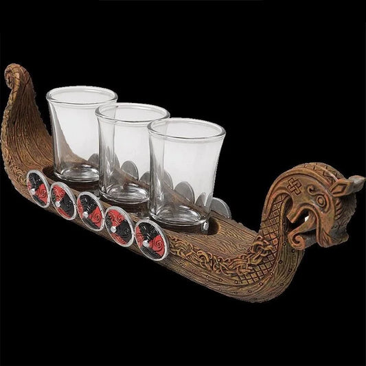 Vintage Viking Ship Battle Sculpture